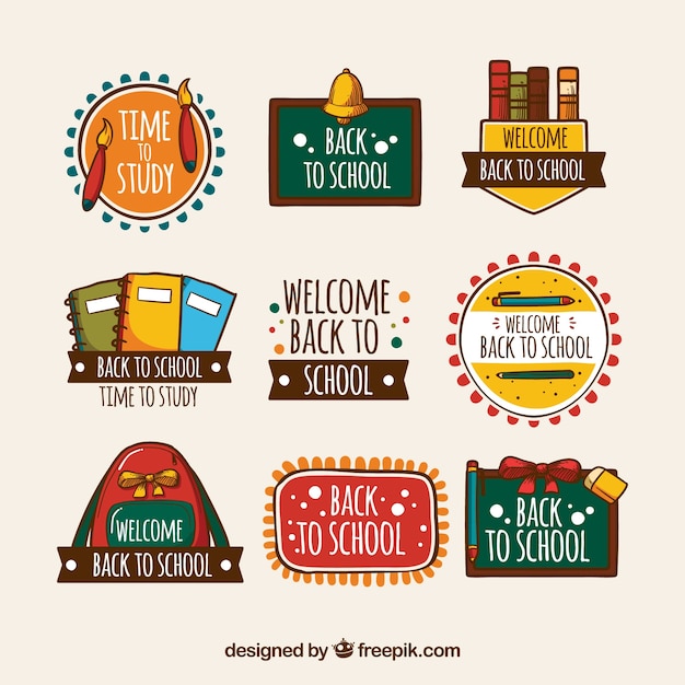 Free vector back to school label  collection
