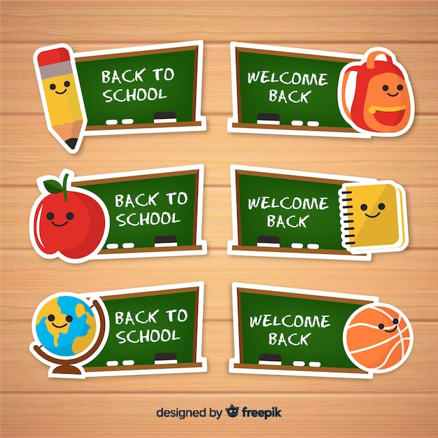 Back to school labels and badge collection