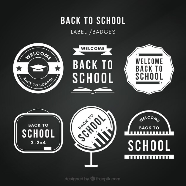 Back to school labels in blackboard style