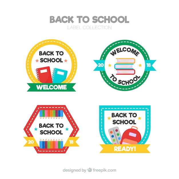 Free vector back to school labels collection with elements