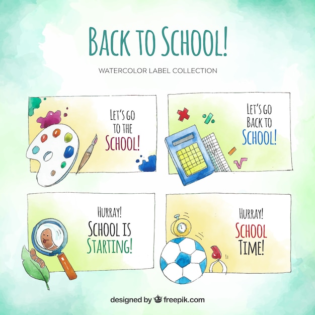 Free vector back to school labels collection with elements