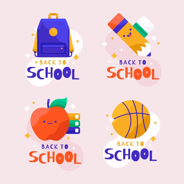 Free vector back to school labels collection