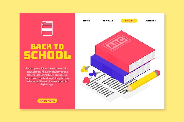 Back to school landing page concept