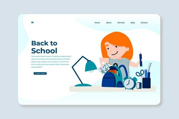 Back to school landing page concept