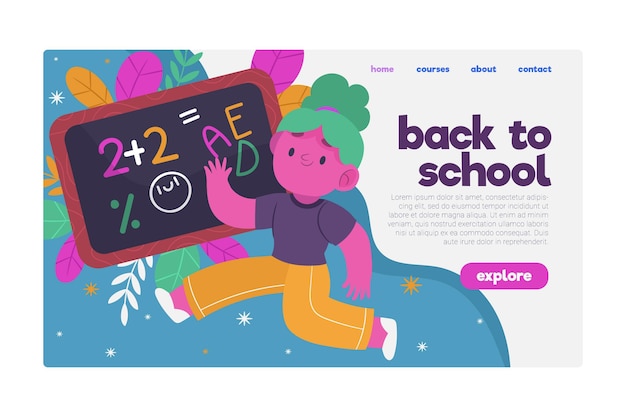 Back to school landing page concept