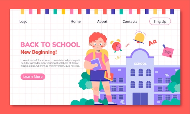 Back to school landing page design template