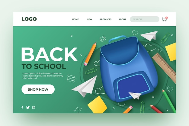 Free vector back to school landing page design