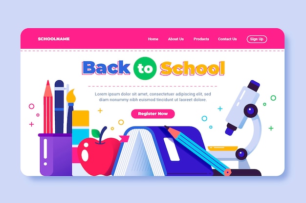 Free vector back to school landing page design
