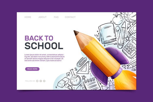 Free vector back to school landing page template with illustrations