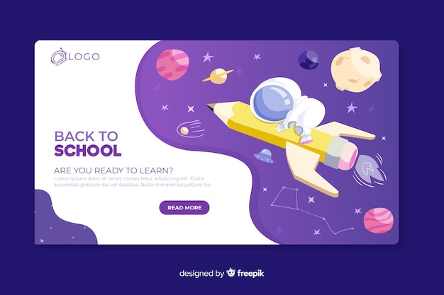 Free vector back to school landing page template