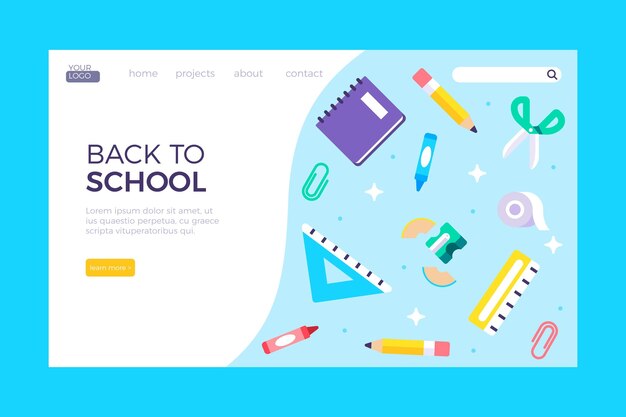 Back to school landing page template