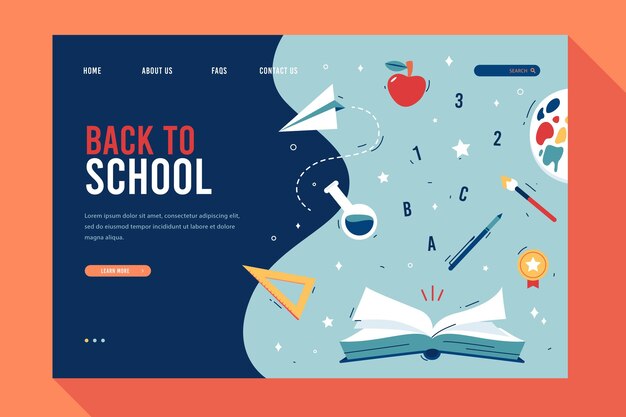 Free vector back to school landing page template