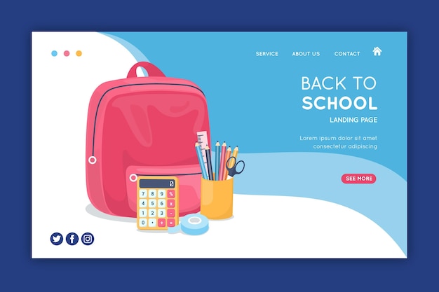 Free vector back to school landing page template