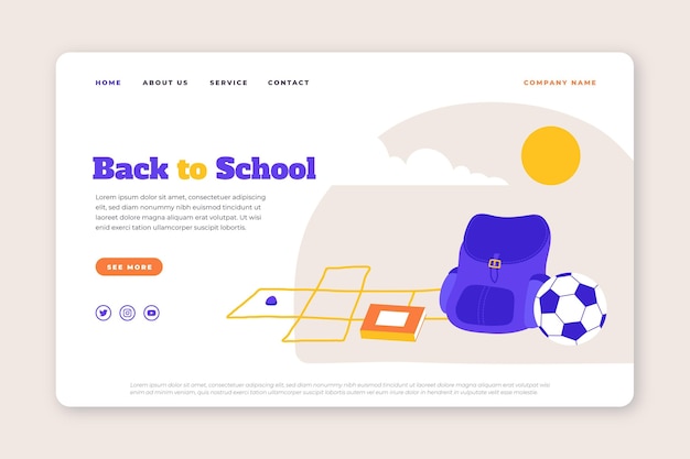 Back to school landing page template