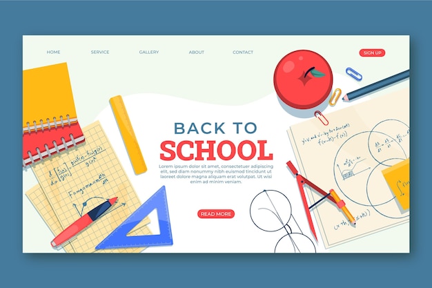 Free vector back to school landing page template