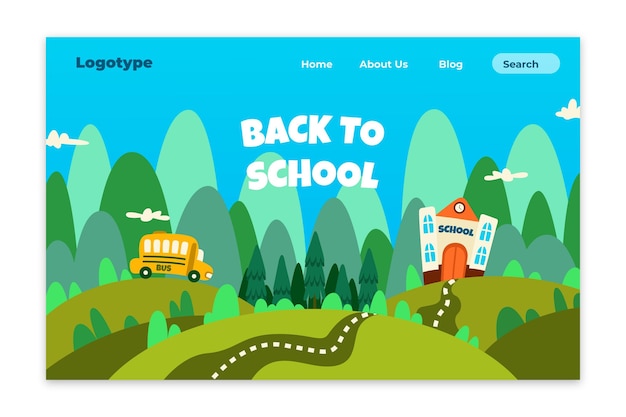 Free vector back to school landing page template