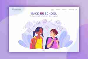 Free vector back to school landing page template