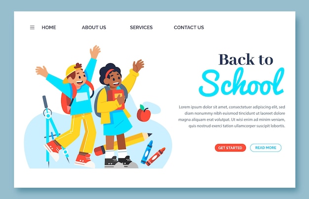 Free vector back to school landing page template