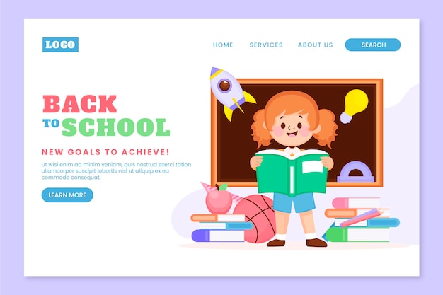 Free vector back to school landing page template