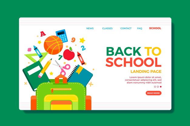 Back to school landing page web template