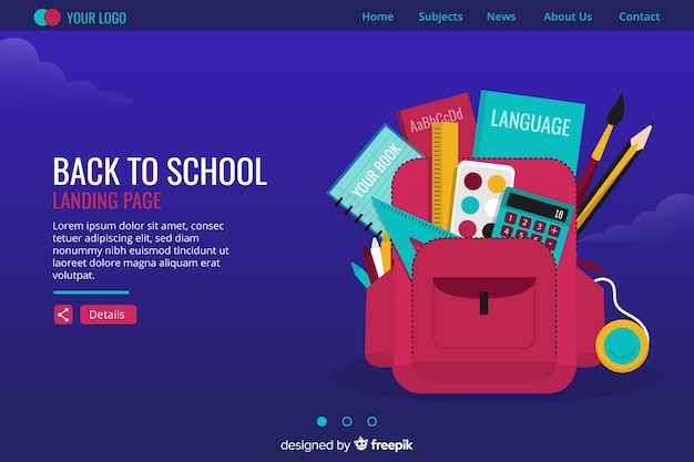 Back to school landing page