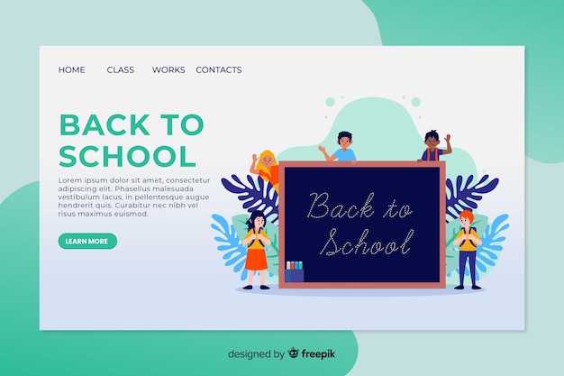 Free vector back to school landing page