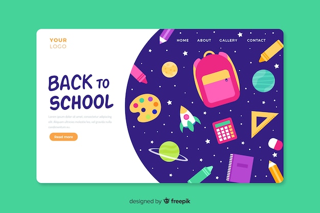 Free vector back to school landing page