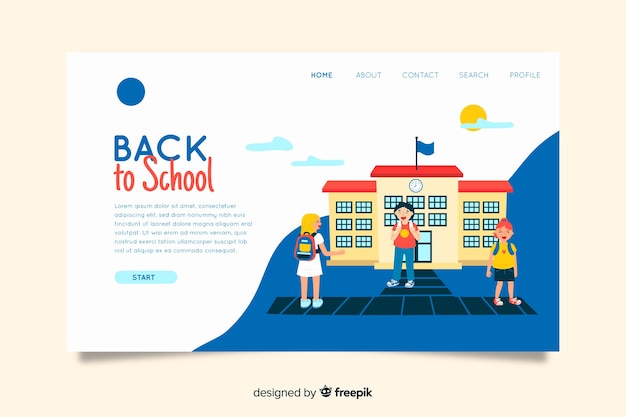 Free vector back to school landing page