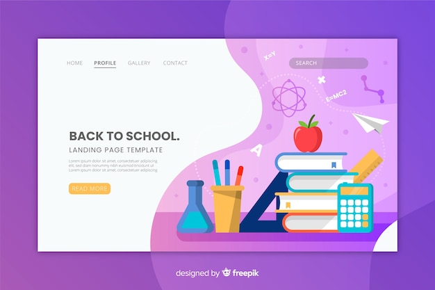 Free vector back to school landing page