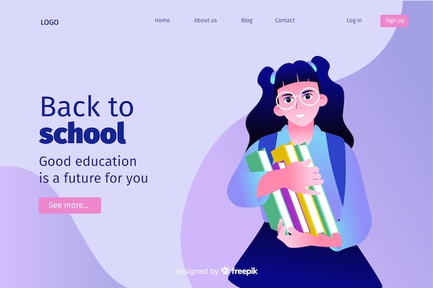 Free vector back to school landing page