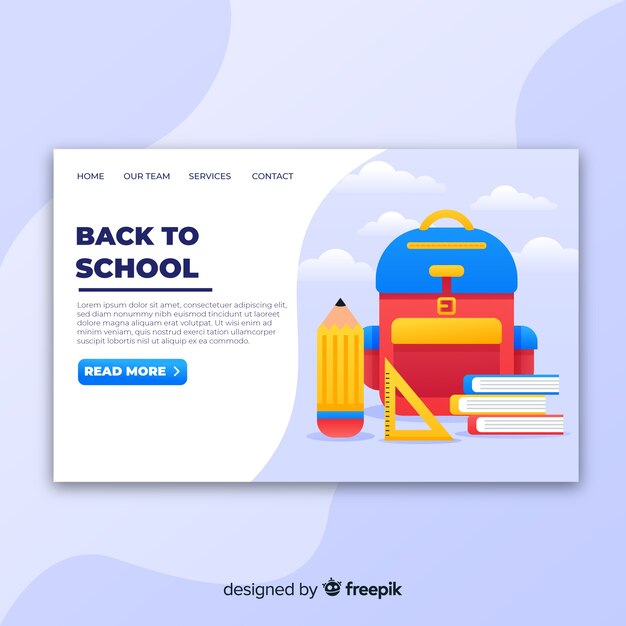 Free vector back to school landing page