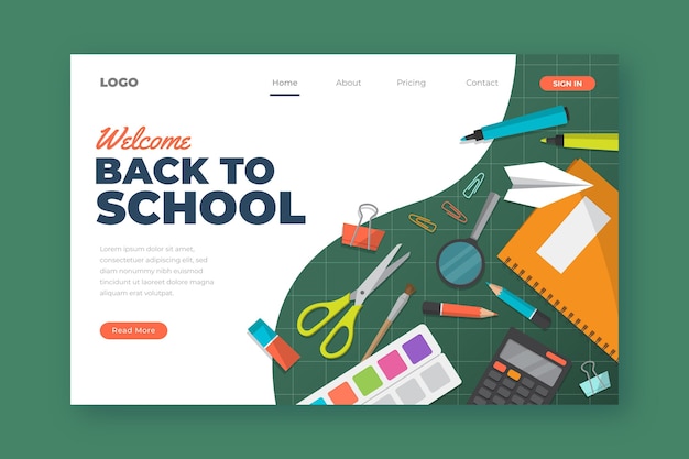 Free vector back to school landing page