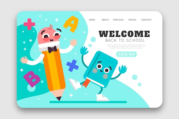 Free vector back to school landing page