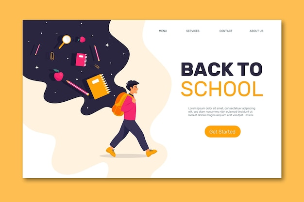 Free vector back to school landing page