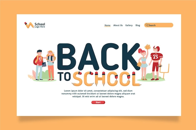 Free vector back to school landing page