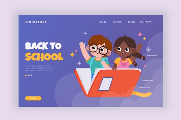 Free vector back to school landing page