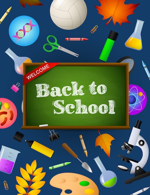 Free vector back to school lettering on chalkboard