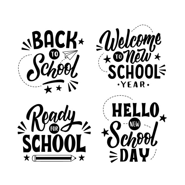 Back to school lettering design set