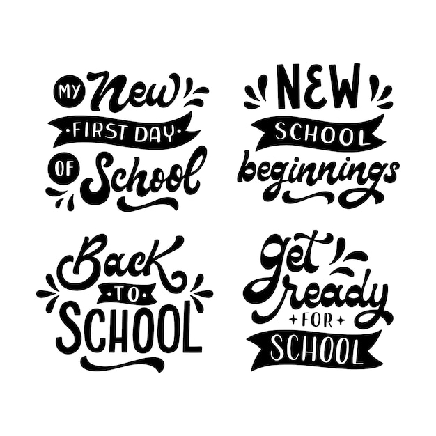 Back to school lettering design set