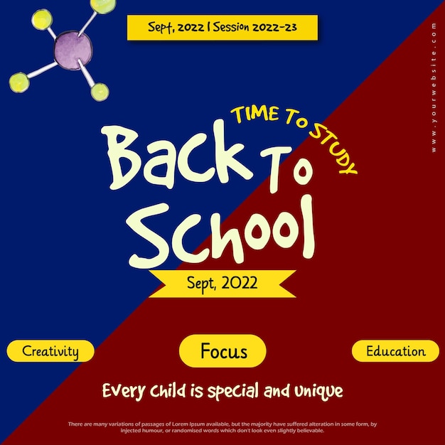 Free vector back to school pattern blue maroon background social media design banner