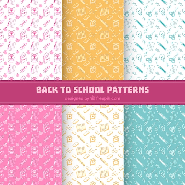 Back to school pattern collection of six