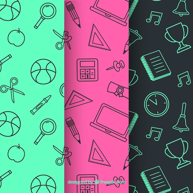 Free vector back to school pattern collection with flat design