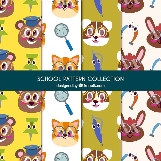 Back to school pattern collection with flat design