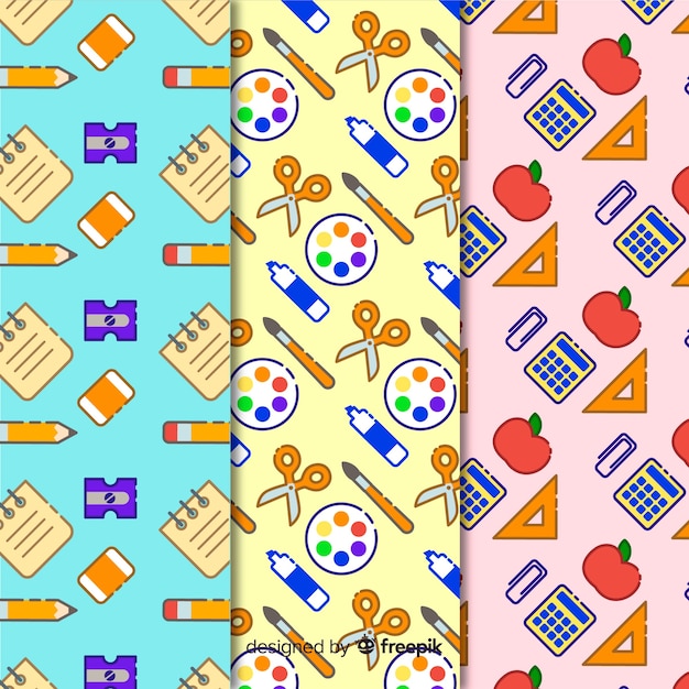 Free vector back to school pattern collection