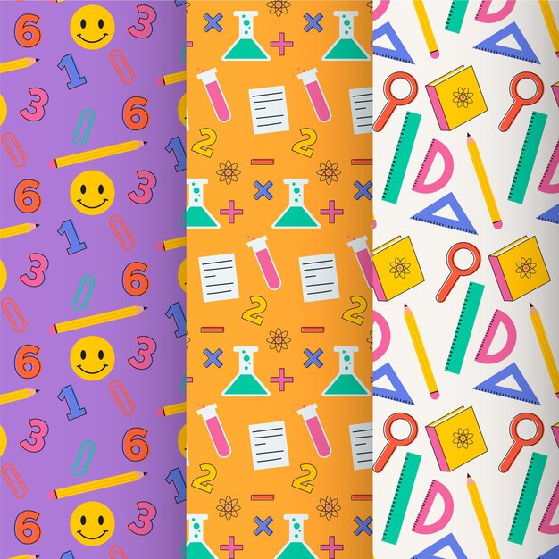 Free vector back to school pattern collection