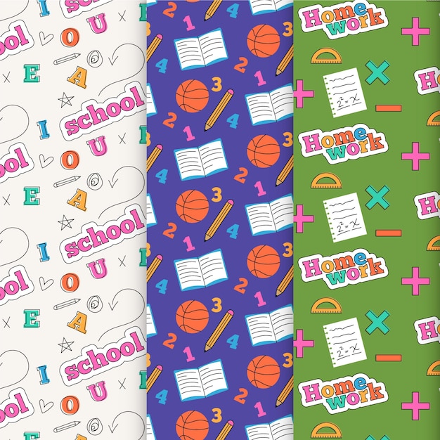 Free vector back to school pattern collection