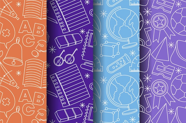 Free vector back to school pattern collection