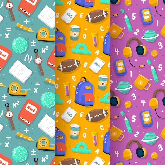 Free vector back to school pattern collection