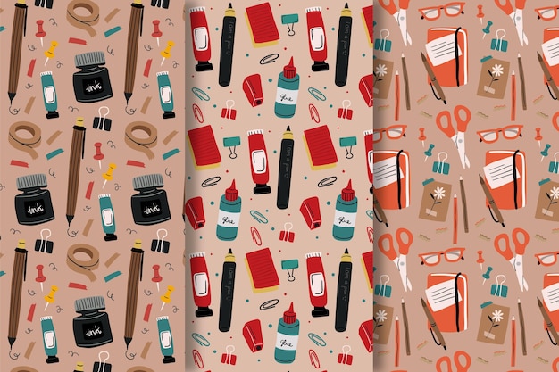 Free vector back to school pattern collection