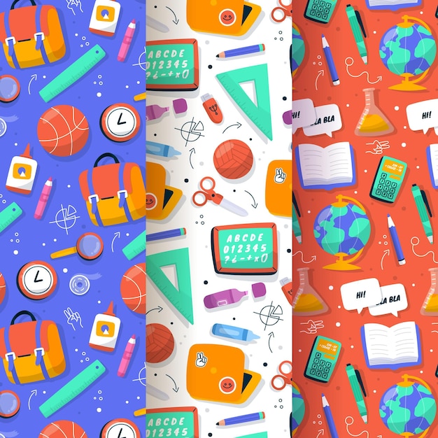 Free vector back to school pattern collection